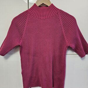Anne Taylor Loft 3/4 sleeve 100% Cotton Ruby Red Summer Sweater